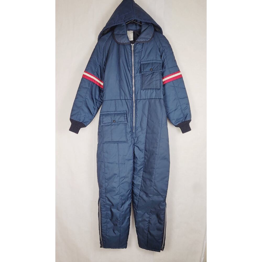 Vintage JC Penny Snowmobile Apparel blue snowsuit size 12/14 womens Retro Active